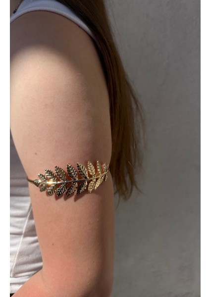 Gold Taç Yaprak Detaylı Paslanmaz Çelik Ayarlanabilir Kadın Pazu Bileklik Kol Kelepçesi Armcuff fiyatları