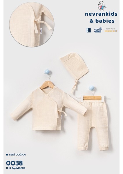 Unisex Müslin Kumaş Bi Organik %100 Pamuk 3 Parça Takım modelleri
