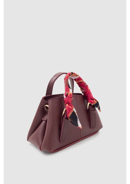 Coris Fularlı Saplı Mini Boy Çapraz Askılı El Çantası Bordo fiyatları