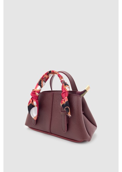 Coris Fularlı Saplı Mini Boy Çapraz Askılı El Çantası Bordo modelleri