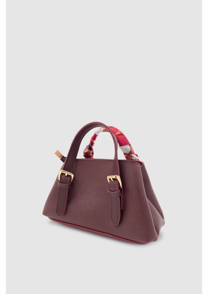 Coris Fularlı Saplı Mini Boy Çapraz Askılı El Çantası Bordo fırsatları