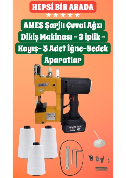Çuval Ağzı Dikiş Makinası Şarjlı 3 Iplikli AS-GK-900 (2600MA)