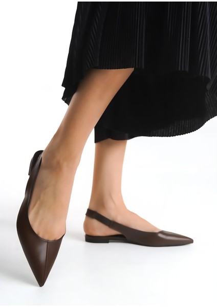 Kadın Lcy Babet – Kahve Cilt, Sivri Burun, Lastikli ve Konforlu Şık Tasarım modelleri