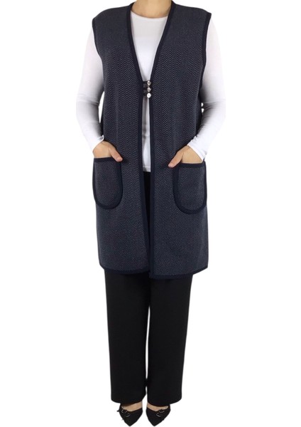 Kadın Desenli Üç Düğmeli Kalın Kışlık Yelek fiyatları