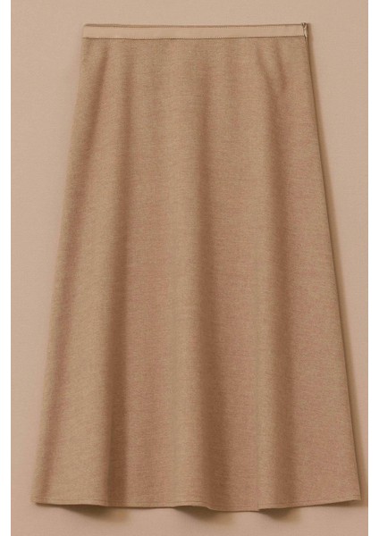 Suni Deri Biyeli Midi Etek 10002521610010 Vizon fırsatları