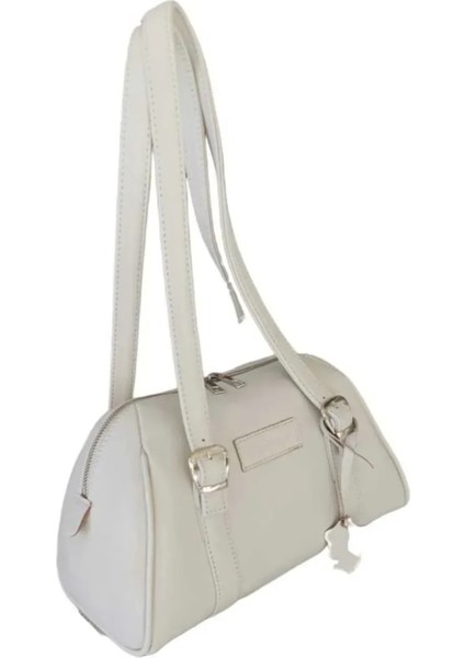 Deby Krem Hakiki Deri Mini Omuz Çantası