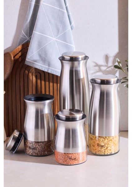 Inox 4 Boy Saklama Kabı ve Kavanoz Seti