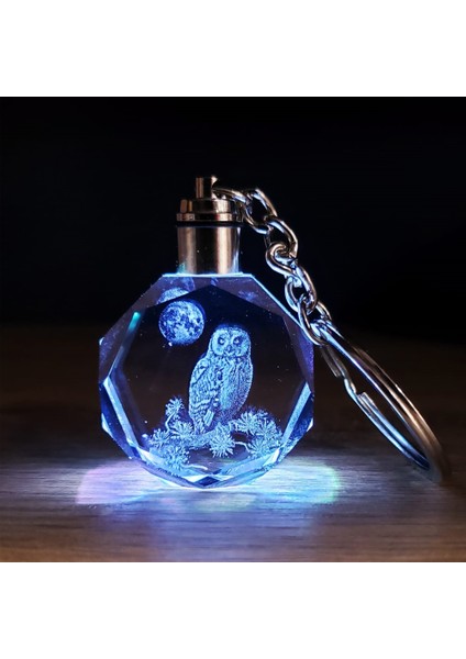 Baykuş Tasarımlı Renk Değiştiren Işıklı Anahtarlık