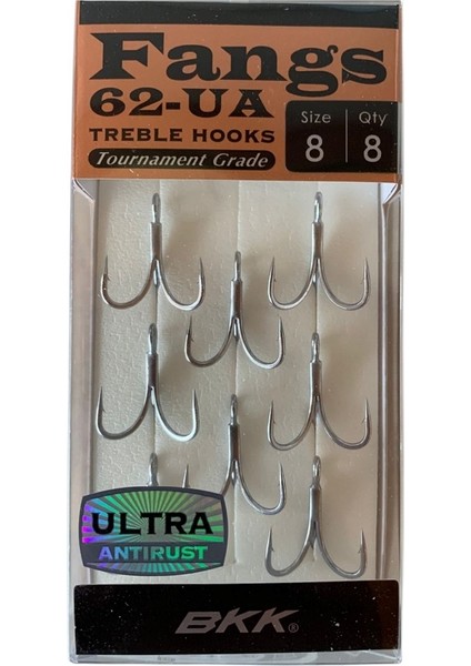 Fangs-62 Ua Üçlü Olta Iğnesi 8'li Paket No:8