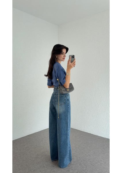 Kesik Paça Mavi Palazzo Jean fiyatları