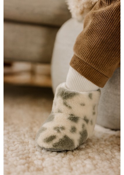 Çocuk ve Bebek Wellsoft Ev Botu, Inek Desenli Panduf, Kışlık Peluş Patik Bot fiyatları
