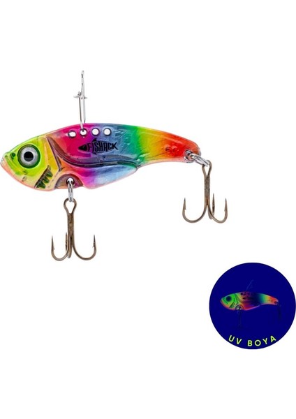 Vibrasyon Yem - Lrf/spin Jig - Fishack Vibrax - 7g 40MM - Rainbow Fury - Uv Boyalı