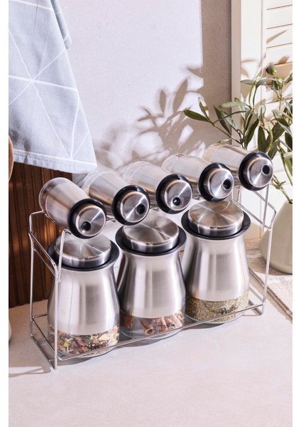 Inox 7'li Standlı Baharat Takımı