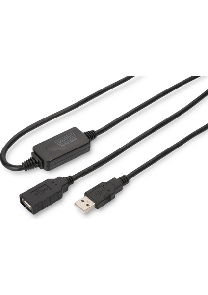 Digitus USB 2.0 Repeater / Uzatma Kablosu, USB A Erkek / A Dişi, 15 Metredigitus USB 2.0 Repeater Cable, 15 M