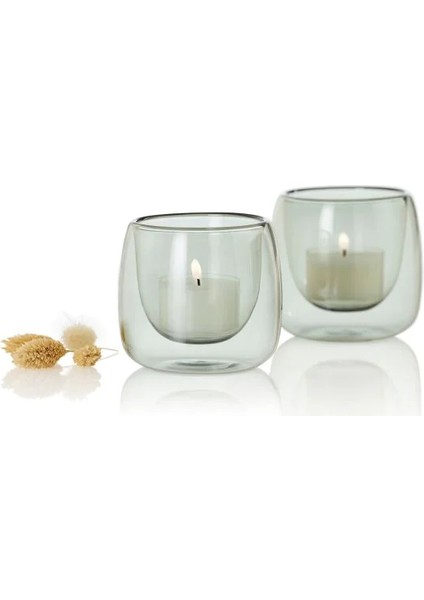 2'li Set Windlicht Yuna Şık ve Modern Dekoratif Mum Sırası modelleri