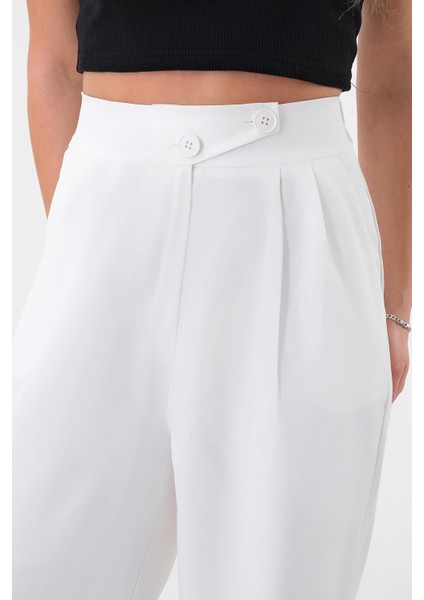 Kadın Kırık Beyaz Kore Model Palazzo Pantolon