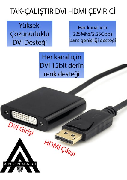 Displayport To DVI Dönüştürücü Çevirici Full Hd 60Hz Dp-Dvi Adaptör fiyatları