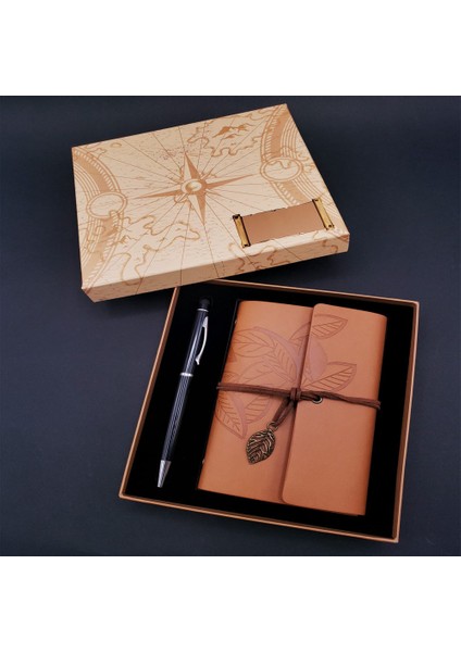 Kutulu Deri Defter ve Tükenmez Kalem