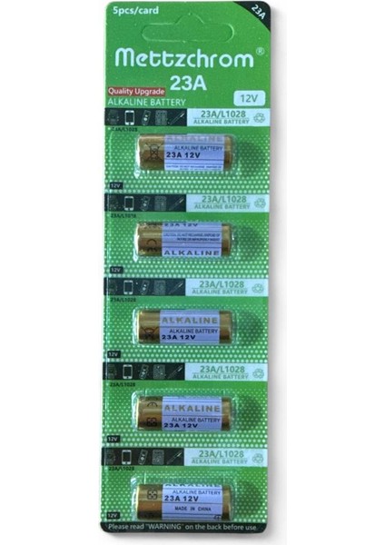 23A 12V Alkalin Pil Garaj Bariyer Kepenk Oyuncak Alarm Kumandası Kapı Zili Pili 5 Adet A23 E23A MN21 MS21 L1028 VA23GA