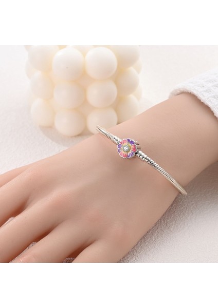 Pembe Mor Menekşe Gümüş Bileklik modelleri