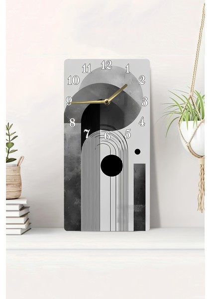 Mdf Dikdörtgen Saat – Modern Soyut Tasarım 30X60 Cm, Sessiz Mekanizmalı, Uv Baskılı – USD113