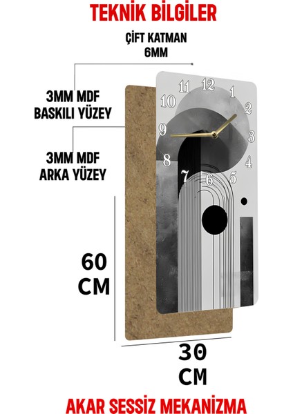 Mdf Dikdörtgen Saat – Modern Soyut Tasarım 30X60 Cm, Sessiz Mekanizmalı, Uv Baskılı – USD113 indirimleri