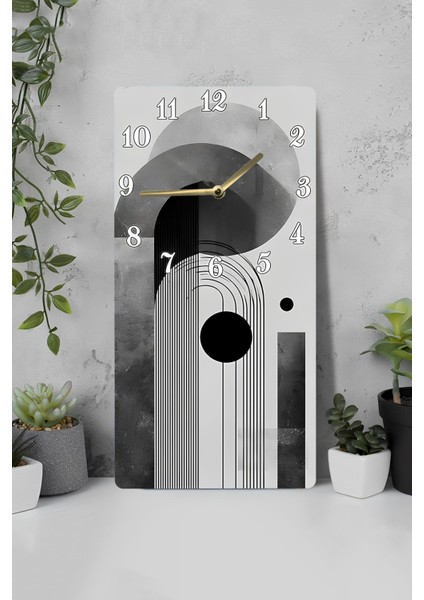 Mdf Dikdörtgen Saat – Modern Soyut Tasarım 30X60 Cm, Sessiz Mekanizmalı, Uv Baskılı – USD113