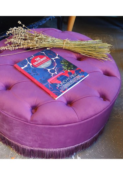 Mor Rengi Kapitoneli 70*40 cm Dekoratif Püsküllü Vintage Puf fırsatları