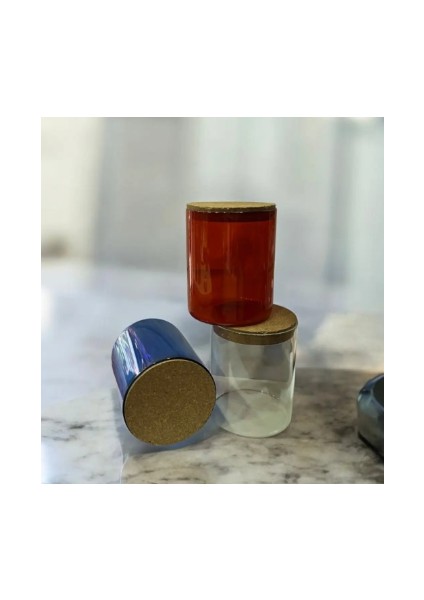 Eni Dizayn Saklama Kabı Cam 3’lü Set Mantarlı,organizer,baharatlık,kutu