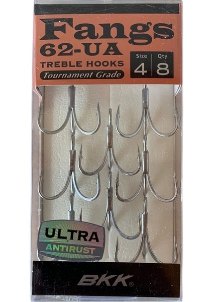 Fangs-62 Ua Üçlü Olta Iğnesi 8'li Paket No:4