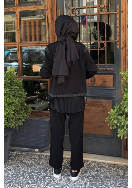 Çizgi Detaylı Bağcıklı Sweatshirt 10002522311017 Siyah fırsatları