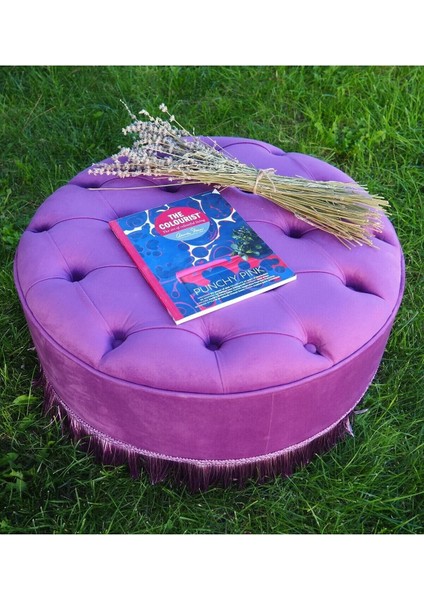 Mor Rengi Kapitoneli 70*40 cm Dekoratif Püsküllü Vintage Puf indirimleri