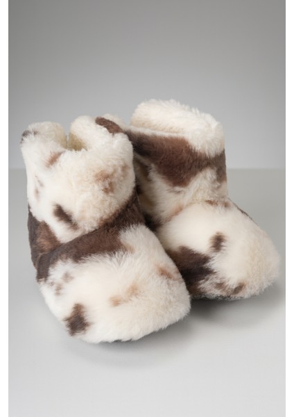 Çocuk ve Bebek Wellsoft Ev Botu, Inek Desenli Panduf, Kışlık Peluş Patik Bot modelleri