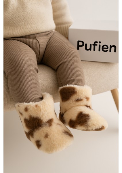 Çocuk ve Bebek Wellsoft Ev Botu, Inek Desenli Panduf, Kışlık Peluş Patik Bot fiyatları