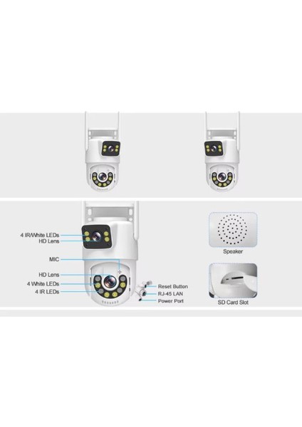 Dış Mekan Çift Kameralı Gece Görüşlü Full Hd Ip Akıllı Güvenlik Kamerası Ptz Güvenlik Kamerası fiyatları