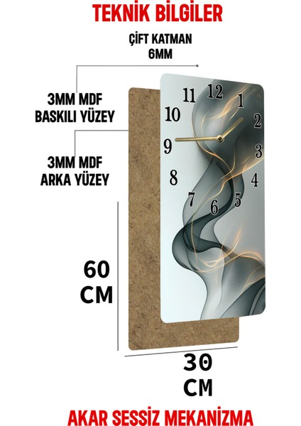 Modern ve Şık Tasarımlı Mdf Dikdörtgen Duvar SAATI–30X60 Cm, Sessiz Mekanizmalı, Uv Baskılı – USD117 fırsatları