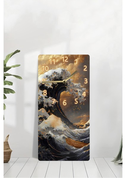 Mdf Dikdörtgen Dalga Desenli Duvar Saati – 30X60 cm Uv Baskı – USD112 modelleri