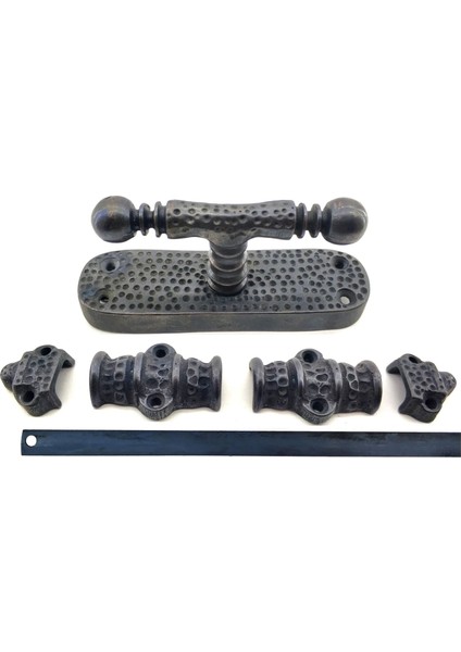 Antika Tarz Dekoratif Pirinç Üstten Ispanyolet - 133X40 Mm, Oksit