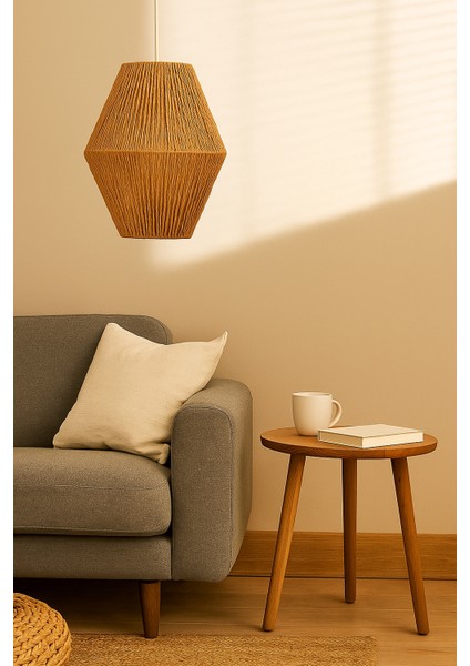 Bohem Avize, Hasır Tarz, Rustik Avize, E27 Duylu, Cafe Aydınlatma