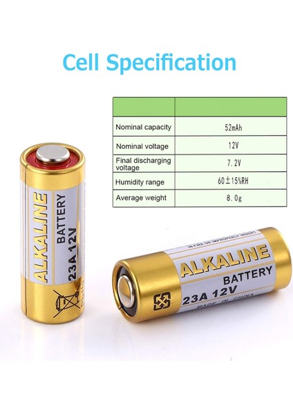 23A 12V Alkalin Pil Garaj Bariyer Kepenk Oyuncak Alarm Kumandası Kapı Zili Pili 60 Adet A23 E23A MN21 MS21 L1028 VA23GA fırsatları
