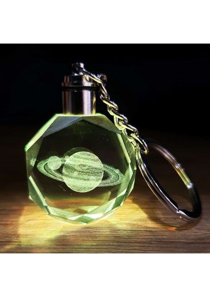 Satürn Gezegen Tasarım Renk Değiştiren Işıklı Anahtarlık