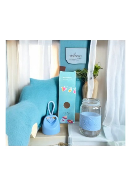 340 ml Çocuk,bebek Matarası Kalpli Mavi Figürlü Ithal Ürün