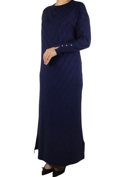 Kadın Düşük Kol Desenli Triko Elbise modelleri