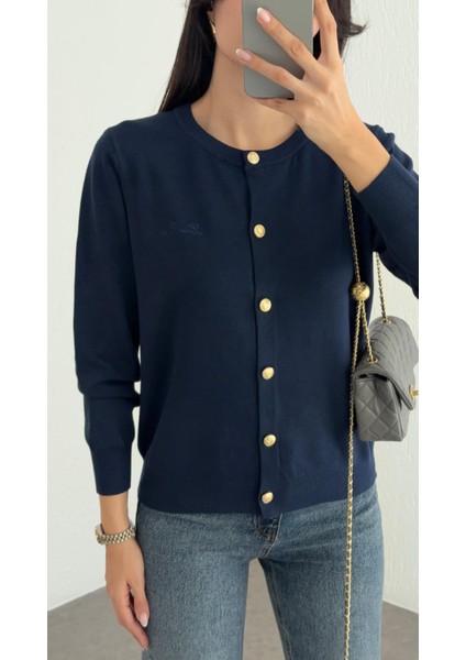 Gold Düğmeli Lacivert Piana Hırka fırsatları