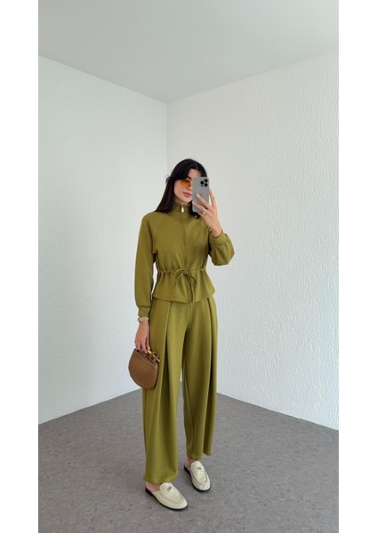 Şalvar Kesim Modal Yağ Yeşili Takım