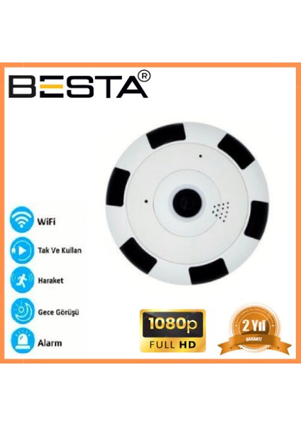 Panoramik Kablosuz Kamera Gece Görüşlü 1080P Güvenlik Kamerası fırsatları