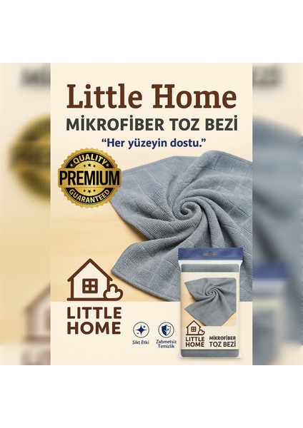 Kareli Mikrofiber Toz Bezi – 40X40 cm – Gri