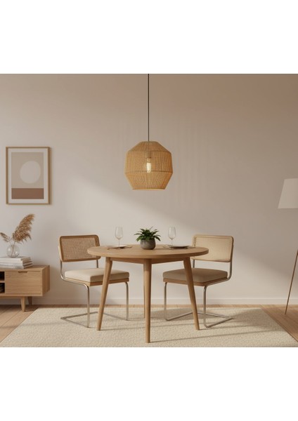 Bohem Avize, Lüx Hasır, Rustik Avize, E27 Duylu, Cafe Aydınlatma