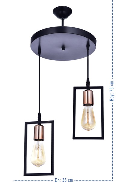 Kapris 2’li Modern Sarkıt Avize – Siyah Gövde, Bakır Detaylı, Ayarlanabilir ve Paslanmaz (Mutfak & Salon) fiyatları