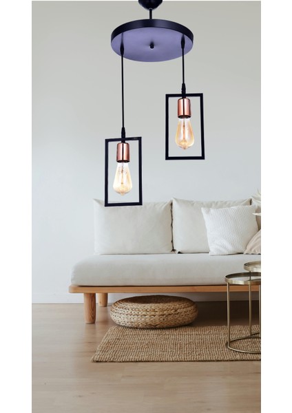 Kapris 2’li Modern Sarkıt Avize – Siyah Gövde, Bakır Detaylı, Ayarlanabilir ve Paslanmaz (Mutfak & Salon) modelleri